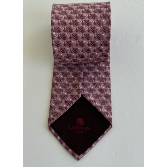 Lanvin Paris Mosaic Art Deco Pink Purple Geometric French Luxury Tie 100% Silk - Picture 8 of 9